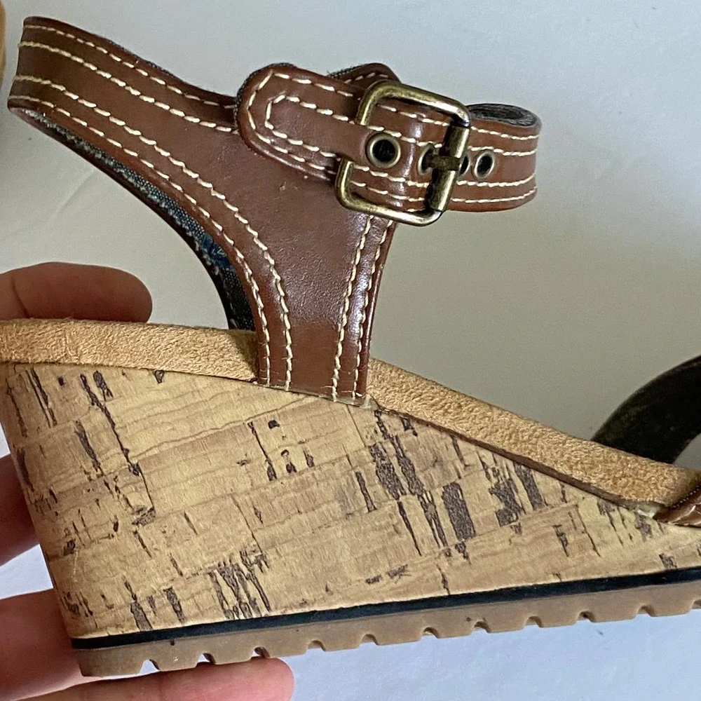 Dr Scholls Womens Brown Cork‎ Wedge Sandals Advanced Comfort Size 7 WMDS1460004